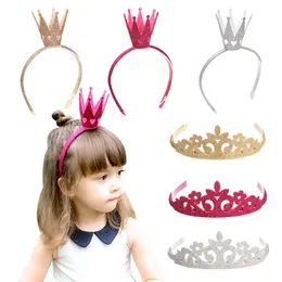 Glänsande Sequins Crown Hair Hoop Dimensional Children Baby Girls Fashion Princess Tiaras Band Tillbehör Party Gifts Festival 4 5mq N2