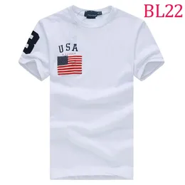 High-quality men's short-sleeved t-shirts Slim white tide brand cotton flag style American men's t-shirt round neck POLO shirt youth summer