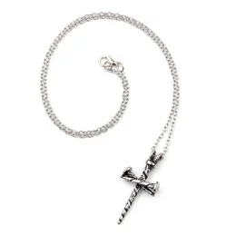 2022 Ny Vintage Titanium Steel Casting Men's Pendant Nail Necklace Fashion Hipster Cross Halsband