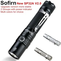 Sofirn SP32A V2.0 Powerful LED Flashlight 18650 High Power 1300lm Cree XPL2 Torch Light 2 Groups With Ramping Indicator Lamp 220110