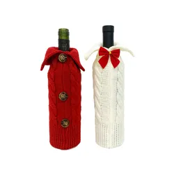 Christmas Wine Bottle Cover Bags Knitted Wine Sweaters Dress Xmas Party Home Dinner Table Decorations JK2011XB