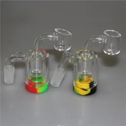 Raccoglitore di cenere di vetro narghilè con banger al quarzo da 14 mm Contenitore in silicone Reclaimer per tubo dell'acqua in silicone dab rig bong