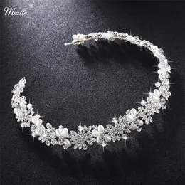 Miallo Luxury Clear Crystal Bridal Hair Vine Pearls Wedding Jewelry Accessories Headpiece Women Crowns Pageant HS-J4506 220217