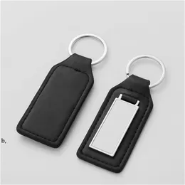 Sublimation Photo Frame Keychain Favor Personalized PU Leather Keyring Creative DIY Photo Luggage Jewelry Pendant RRD13278