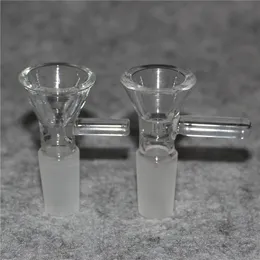 Szkło palenie miseczki 14mm 18mm Męska miska z uchwytem Piękny zjeżdżalnia Dabber do szklanych Bongs Dab Rigs