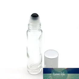 5pcs Natural Gemstone Roller Ball Clear Bottle Essential Oil Perfume 10ml Roll On Thick Glass Bottles With Crystal Chips