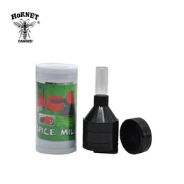 HORNET Trichtermühle aus Kunststoff mit Glasflasche und Aufbewahrungskoffer, Mühle, Tabak, Kräuter, Gewürze, Cracker, Mühle, 45 mm, Zerkleinerer