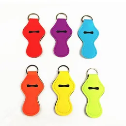 Key Ring Neoprene Hand Sanitizer Holder Keychain Bags PU Leather Bracelet Key Rings Party Festival Favor ZZC4794