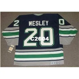 Мужчины # 20 Glen Wesley Hartford Whalers 1995 CCM Vintage Retro Hockey Jersey или пользовательское любое имя или номер ретро Джерси
