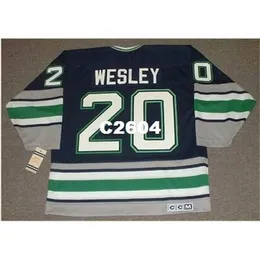 Herren #20 GLEN WESLEY Hartford Whalers 1995 CCM Vintage RETRO Hockey-Trikot oder individuelles Retro-Trikot mit beliebigem Namen oder Nummer