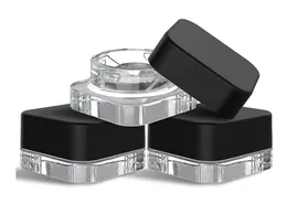 5 ml tjock glas fyrkantig kube containrar med svarta lock koncentrera burkar för oljeläppbalsam vaxkosmetika