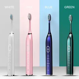 Hot Smart 10 Modes Sonic Electric Toothbrush USB Rechargeable Ultrasonic Tooth Brush Whitening 5/ 10 Replacement Head Waterproof 201125