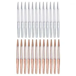 12pcs /działka różowe złoto /srebrny pióro drobny czarny atrament kryształowy ballpoint Pierścień Wedding Office metalowy wałek piłka gi1ballpoint pensje