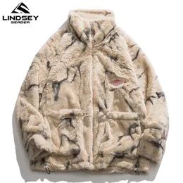 Lindsey Seader Erkek Polar Faux Kürk Ince Parkas Ceket Kış Moda Sıcak Coat Rahat Dış Giyim Streetwear Ince Ceket Giyim 201217