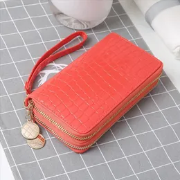 女性の女性のための熱い販売ダブルジッパーの財布袋の長い電話カードホルダーコインポケットクラッチお金バッグファッションハンドバッグ