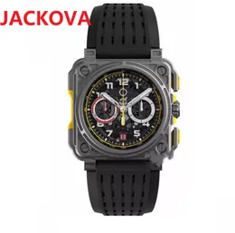 Высочайшее качество мужчины большой дизайнер полная функция секундомер часы 48 мм черные резиновые часы роскошный кварц президент замороженного замороженного заморозки