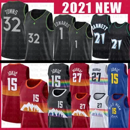 Nikola Anthony Garnett Edwards Kevin Jokic Basketball Jerseys 1 15 21 Jamal Murray Vintage Jersey Karl-Anthony Towns Mens Shirts S-XXL 27 32