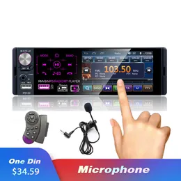 Radyo Araba Autoradio 1 DIN Multimedya MP5 Çalar 4.1 "Dokunmatik Ekran Radyoları Ses Stereo RDS Bluetooth Çift USB Mikrofon