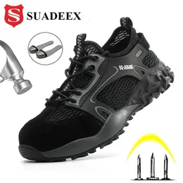 SUADEEX Breathable For Men Anti-Smashing Steel Toe Cap Shoes Indestructible Safety Boots Work Sneakers Y200915