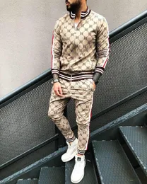 2020 Nya sportbyxor för män + jacka fitness bomull herrkostym Jogger casual streetwear mode herrkläder X1218