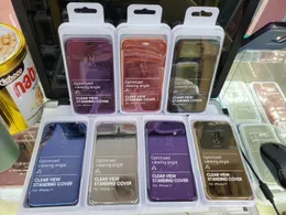 Luxury Smart Mirror Flip Phone Fodral Skall Läder Fast för iPhone 13 12 Pro Samsung A20 A50 S7 S10