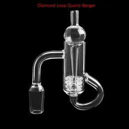 Beracky Diamond Loop Quartz Banger med glasbubbla Carb Capinsert 10mm 14mm 18mm 4590 Quartz Banger Nails för glas Bongs DAB Rigs