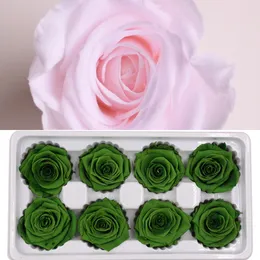 Yo cho 8pcs bevarade eviga rosor huvuden i låda högkvalitativa torra naturliga färska blommor för alltid rose newyear valentins gåva c1203