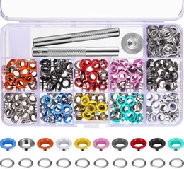 Farbe 500 Stück 5 mm Metallösen-Ösen-Sets mit Einstellwerkzeug für DIY-Lederhandwerk, Scrapbooking, Schuhe, Gürtelkappe, Taschenanhänger, Kleidungszubehör