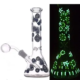 Glow In The Dark Beaker Bong 10,5 Zoll Neues Design Glas Wasserpfeife Coole Hand Dab Rig Oil Rig Bongs mit Tabakschale