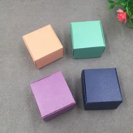 30pcs/lot 4x4x2.5cm Colourful Kraft Paper Jewelry Packing Small Gift Box For Handmade Soap Wedding Candy jllItA