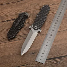 1Pcs New Outdoor Survival Tactical Folding Knife 440C Single Edge Spear Pint Satin Blade Black Stone Wash Stainless Steel Handle