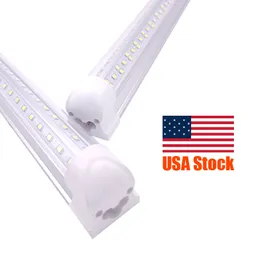 25PCS T8 Tube LED Shop Light Fixture,4ft 144W ,2ft 18W , Clear Lens Cover, Double Side 4 rows V Shape Integrated Bulb Lamp Cooler Door
