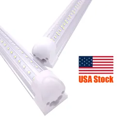 25st T8 Tube LED Shop Light Fixture, 4ft 144W, 2ft 18W, klart objektivskydd, dubbla sida 4 rader V -form Integrerad glödlampa Kylkyldörr