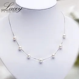 Natural Pérola Colar 925 Esterlina Colar de Cadeia de Prata, Real Freshwater Pearl Chockers Colar para Girl Wedding Gift q0531