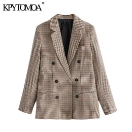 KPYTOMOA Abbigliamento da ufficio per donna Moda Blazer doppiopetto Cappotto Tasche a maniche lunghe vintage Capispalla femminile Chic Top 201023