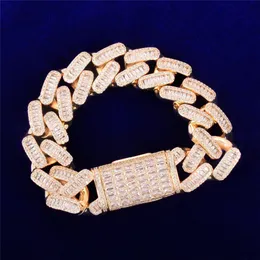 20mm 7/8 / 9inch Pozłacane Bling Cubic CZ Cuban Bransoletka Łańcuch dla Mężczyzn Kobiety Hip Hop Biżuteria Hurtownie