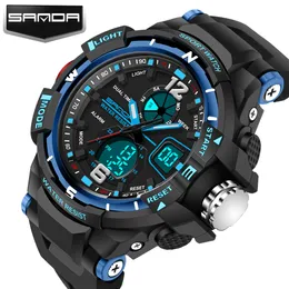 Новая мода Sanda бренд дети спортивные часы светодиодные цифровые кварцевые военные часы мальчик девушка студент многофункциональные наручные часы LJ200911