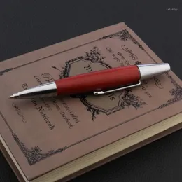 Chouxiongluwei Fat Short Clip Ballpoint Pen Red Wood Silver Stationery Office School Supplies Writing1