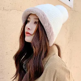 Wełna czapka kulkowa dziewczyna damska jesień zima koreańska wersja mody zima netto czerwony styl zimny jazda na rowerze ciepły pluszowy zimny kapelusz