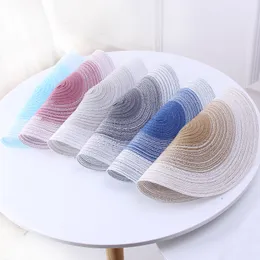 Nordic Round Woven Placemats Cotton Yarn Gradient Dining Table Mats Disc Bowl Pads Heat Resistant Drinks Coasters Kitchen Deco