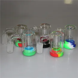 Tubi di vetro Ash Catcher narghilè 14mm con contenitore in silicone Recycler ashcatcher Bolla per pipa ad acqua per fumatori