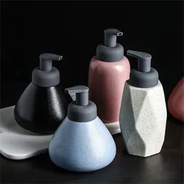 Nordic Soap Dispenser Ceramic Shower Gel Bottling Foam Emulsion Press Bottles Hand Liquid el Toilet Bathroom Accessories 211222