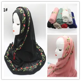 Cotton and linen pure color two ends of hanging color must scarf embroidered pendant head shawl scarf head