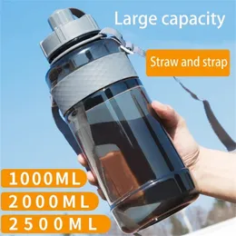 1L 1.5L 2L 2.5L Outdoor Fitness Sports Bottle Kettle Large Capacity Portable Climbing Bicycle Water Bottles Gym Space Cups 201204