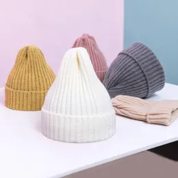 Mjuk baby hatt vinter höst för barn varm stickad hatt baby flicka pojke tillbehör barn beanie cap solida färg toddler mössor