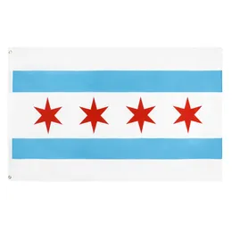 Chicago Flag Direct Factory Wholesale 3x5fts 90x150 cm Windy City USA State Banner gemischter Auftrag für Hängendekoration