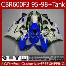 Кузов для Honda + Tank 600FS CBR600F3 600CC 1995-1998 Body 64NO.228 CBR 600 Blue Green CBR600 F3 FS CC 600F3 95 96 97 98 CBR600FS CBR-600 1995 1996 1997 1998