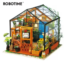 Robotime Diy Green House с мебелью Дети для взрослых Кукольный дом Миниатюрный кукольный домик Деревянные комплекты игрушки DG 201217