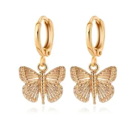 Hot Europe Retro Butterfly Stud Earrings Personality Alloy Insect Ear Pendant Female Women Dress Up Ear Dangle Jewelry