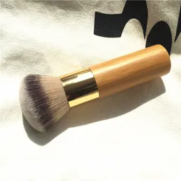 Makeup szczotki Bufor Airbrush Wykończenie Bamboo Foundation pędzel - gęste miękkie syntetyczne włosy bezbłędne wykończenie kosmetyczne narzędzie pędzla Q240507